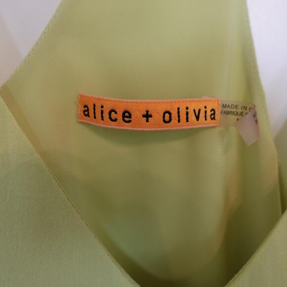 Alice + Olivia Cami Top Medium Lime Green Silk Halter Tunic Y2K Rave Club Dress - Picture 2 of 11